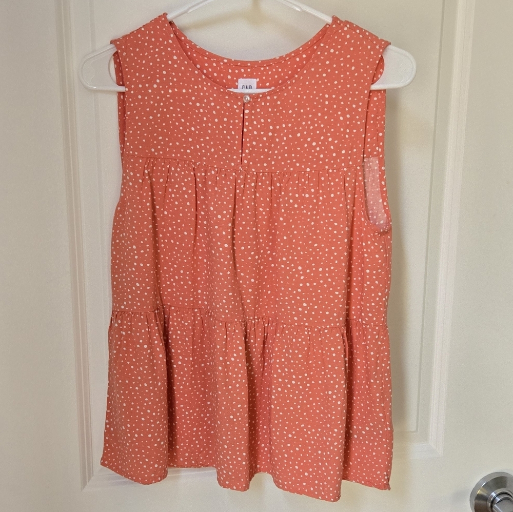 Gap Coral Sleeveless Tiered Ruffle Swing Top Sz S